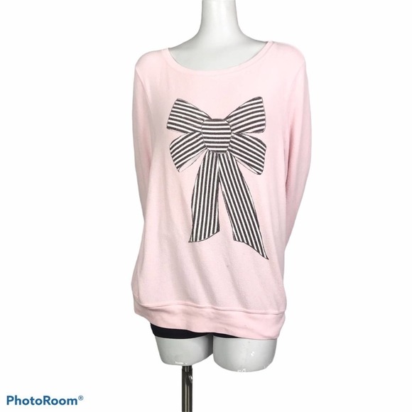 Wildfox striped bow pullover sweatshirt size M - Picture 1 of 8